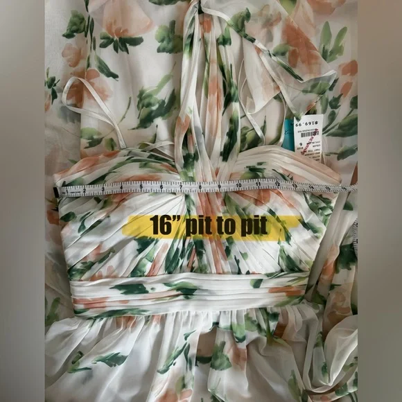 Floral tie neck halter dress - Picture 9 of 12